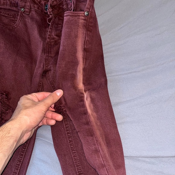 Young and Reckless Ripped Maroon Slim Fit Jeans - Picture 3 of 6